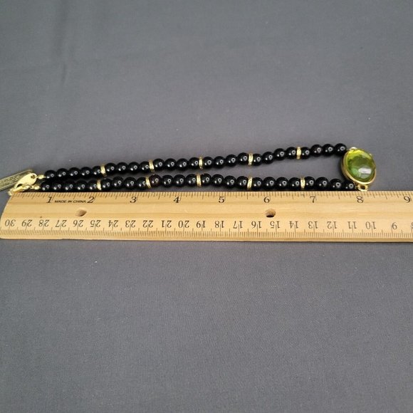 Rita Frascione Florence Signed Womens Black Bead Necklace Gold Tone Metal 16 in - Picture 7 of 7